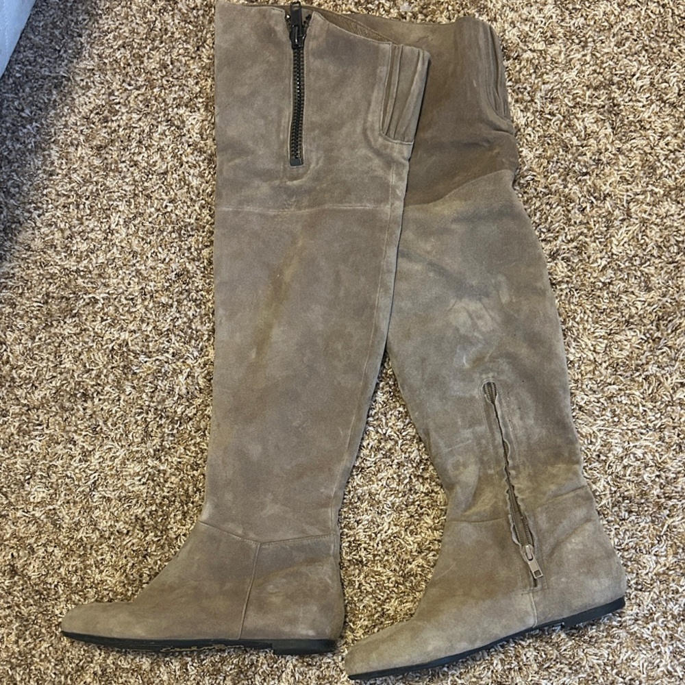 Sam Edelman Over the Knee Tan suede Boots, leather upper, size 6